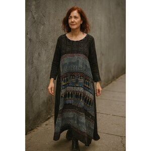 New Options Kate Geddes Dress Sz L Egyptian Tribal Safari Wearable Art To Wear